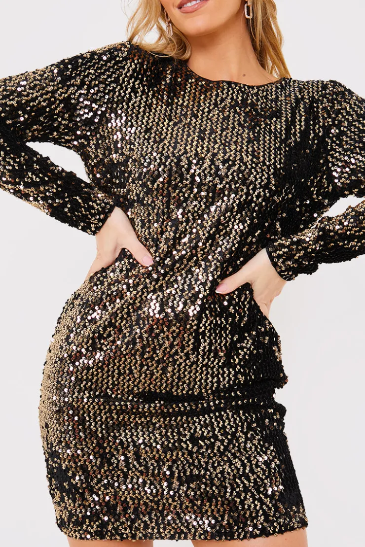 Best In the Style Velvet Sequin Mini Dress Black