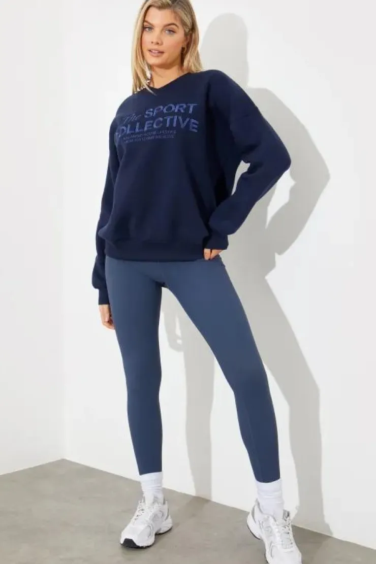 Hot In The Style V-Neck Embroidered Sport Collective Jersey Sweater