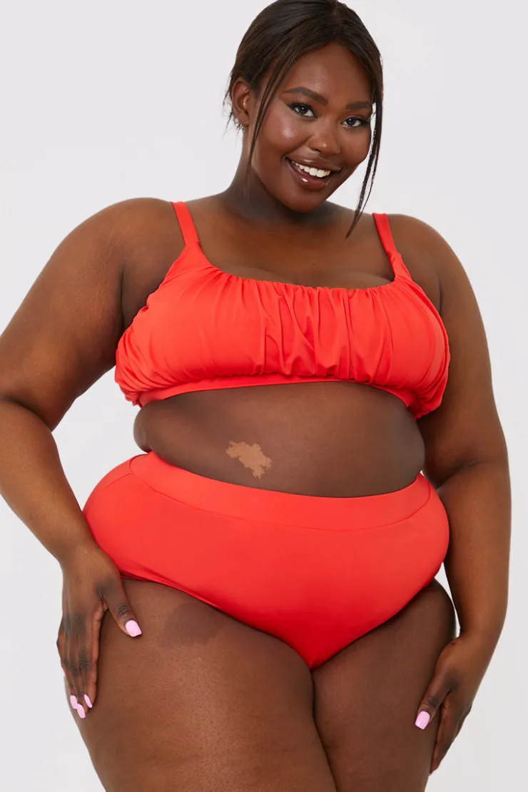 In the Style Waistband Detail Bikini Bottom Red