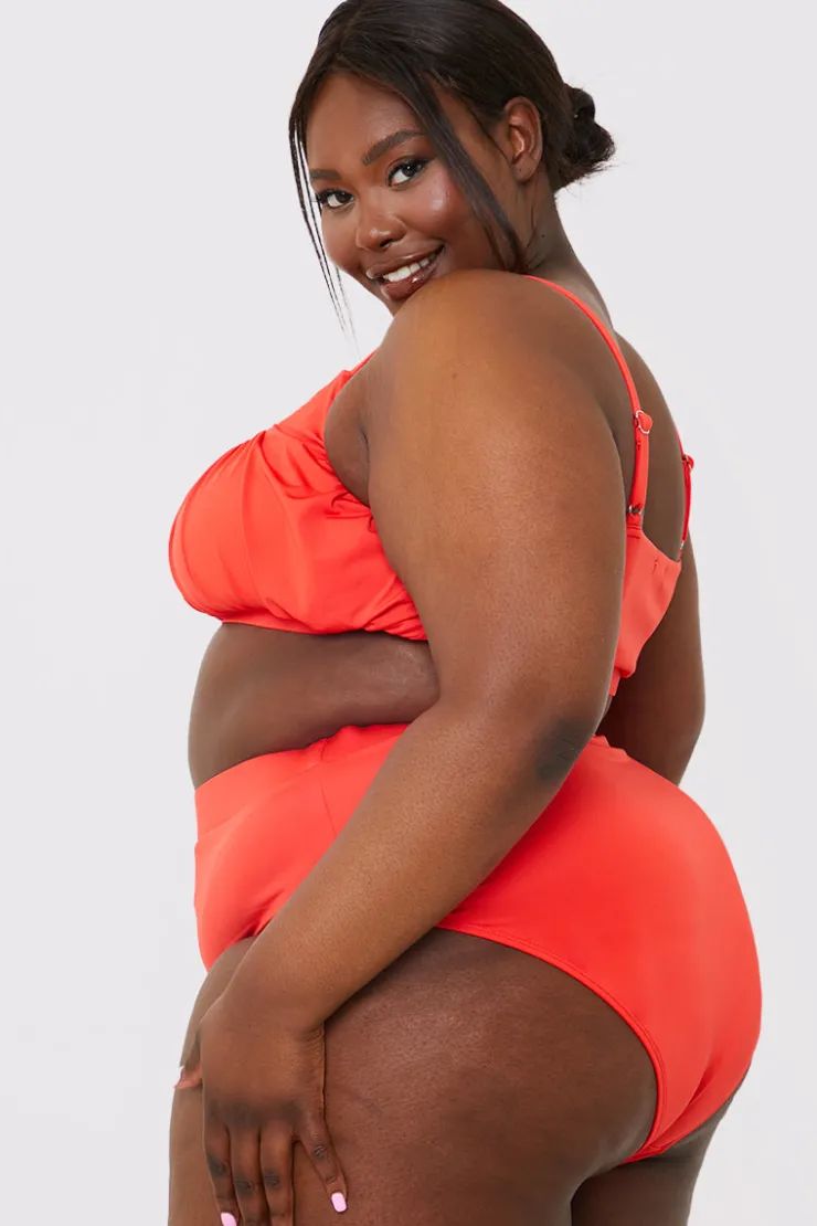 In the Style Waistband Detail Bikini Bottom Red