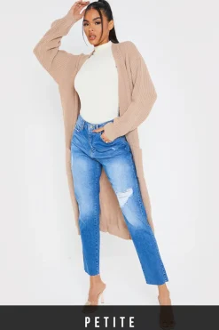 Best In the Style Washed Ripped High Waisted Stretch Mom Jeans Blue