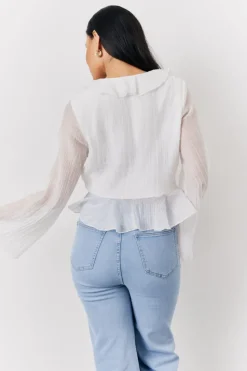Clearance In the Style Chiffon Frill Blouse White