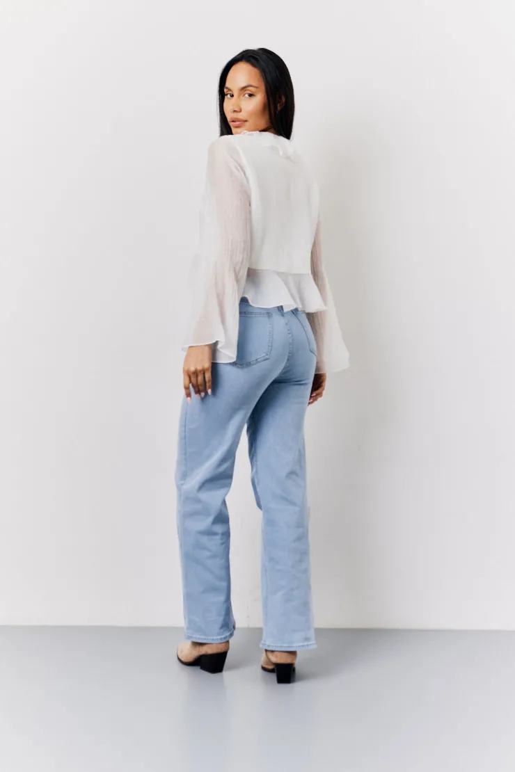 Clearance In the Style Chiffon Frill Blouse White