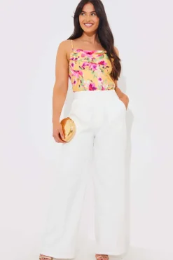 Online In the Style Wide Leg Tailored Trousers White