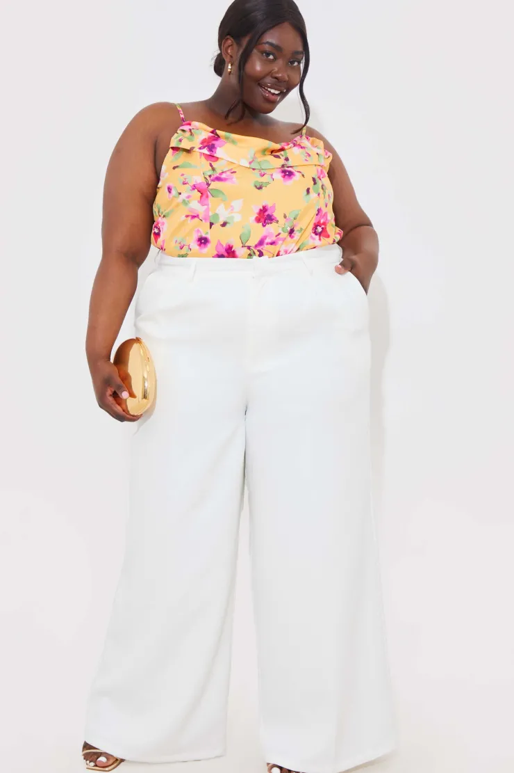 Online In the Style Wide Leg Tailored Trousers White