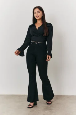 Online In the Style Wrap Blouse Black