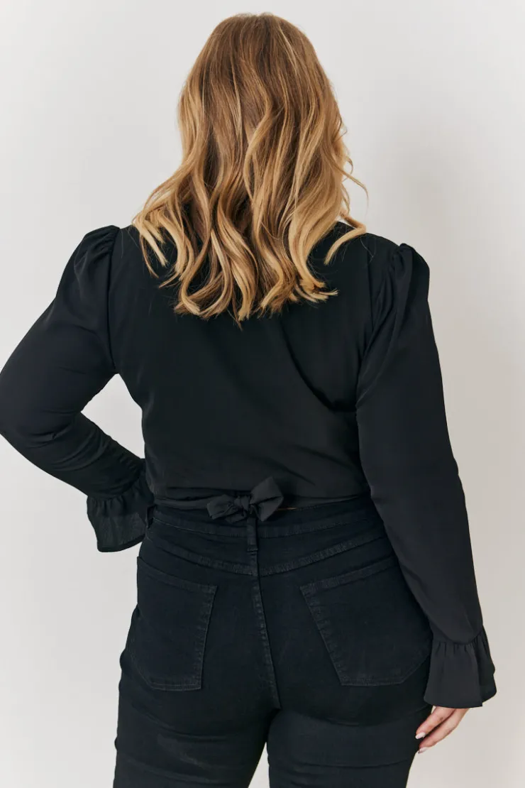 Online In the Style Wrap Blouse Black