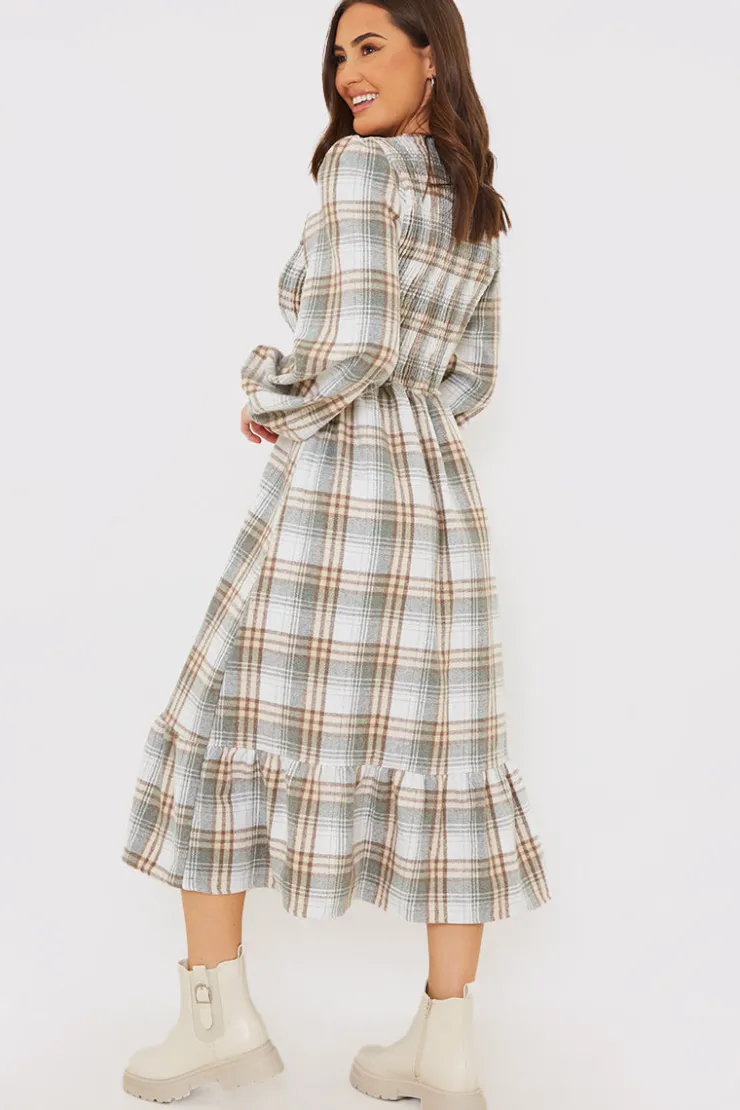 Sale In the Style Wrap Front Midi Dress Grey