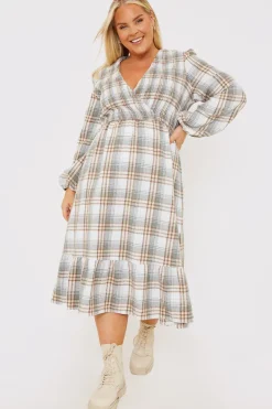 Sale In the Style Wrap Front Midi Dress Grey