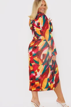 Sale In the Style Wrap Front Midi Skirt Multi