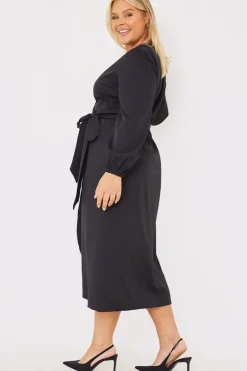 Discount In The Style Wrap Waist Midi Dress Black