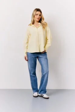 Outlet In The Style Oversized Stripe Shirt Yellow
