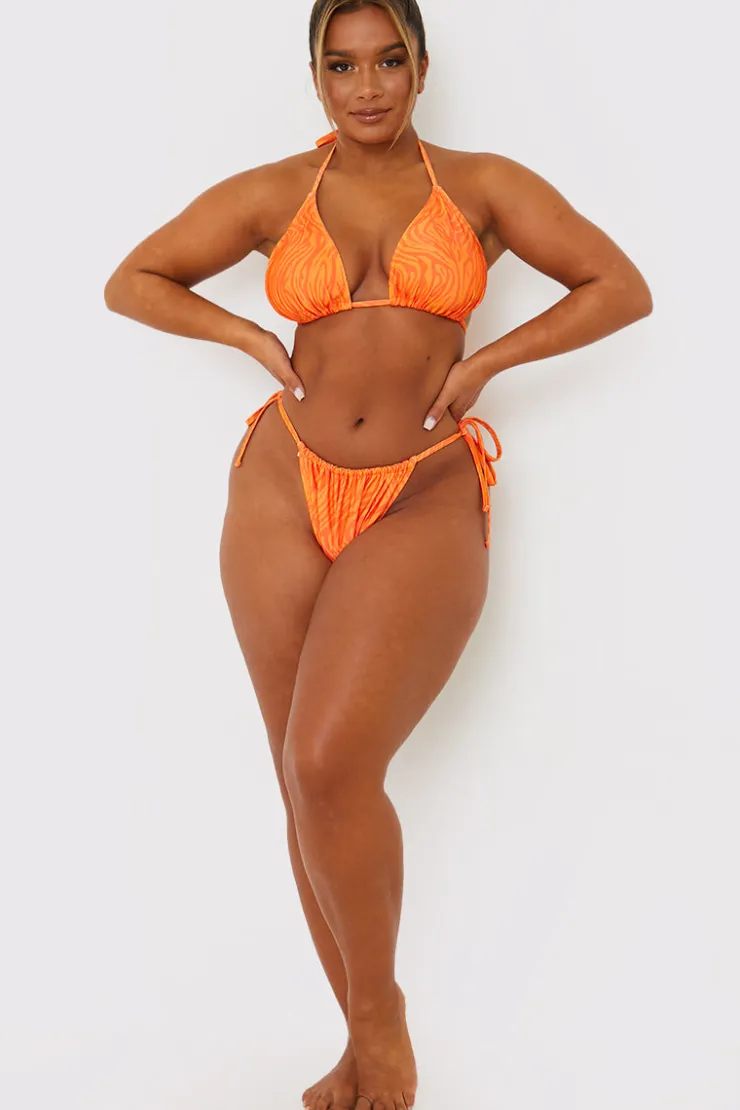 Outlet In the Style Zebra Print Bikini Bottoms Orange