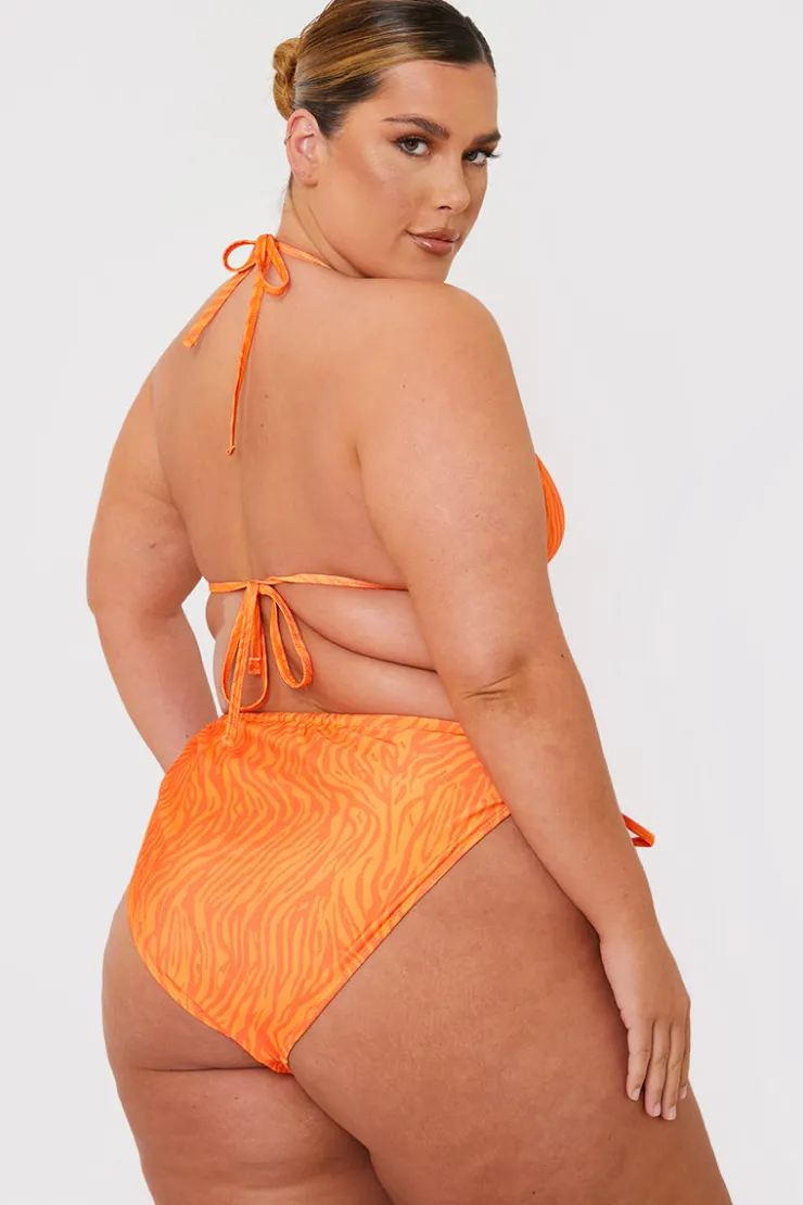 Outlet In the Style Zebra Print Bikini Bottoms Orange