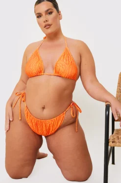 Outlet In the Style Zebra Print Bikini Bottoms Orange