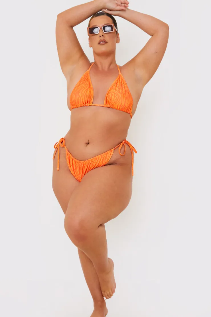Outlet In the Style Zebra Print Bikini Bottoms Orange