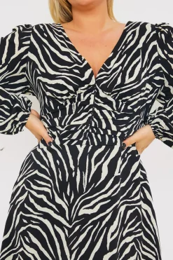 Outlet In the Style Zebra Woven Mini Dress Black