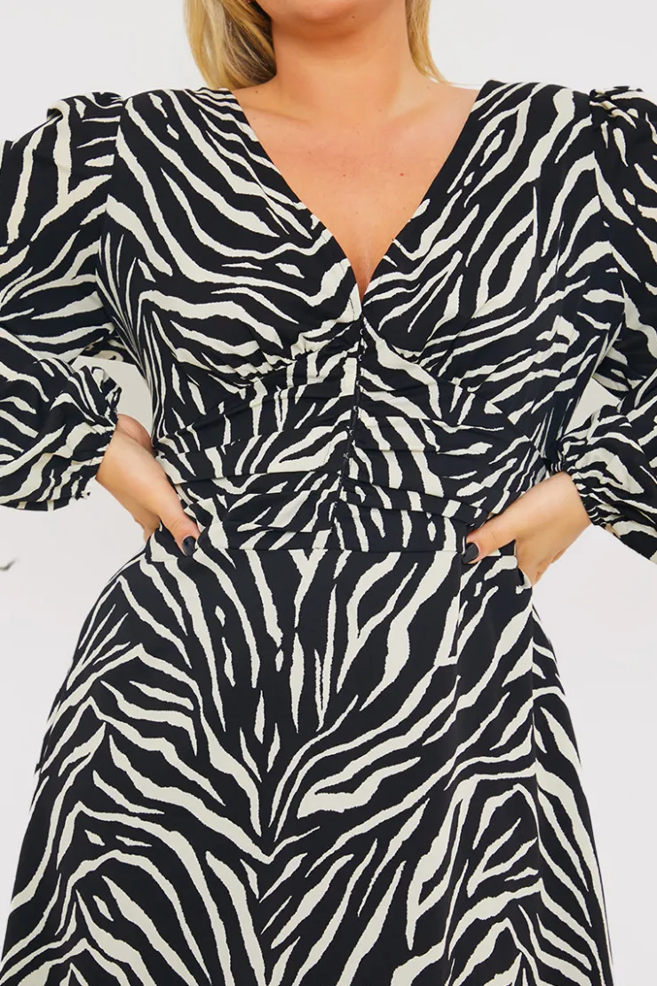 Outlet In the Style Zebra Woven Mini Dress Black